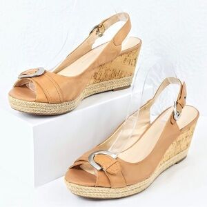 Franco Sarto | Kendra Leather Peep Toe Wedge Sandals